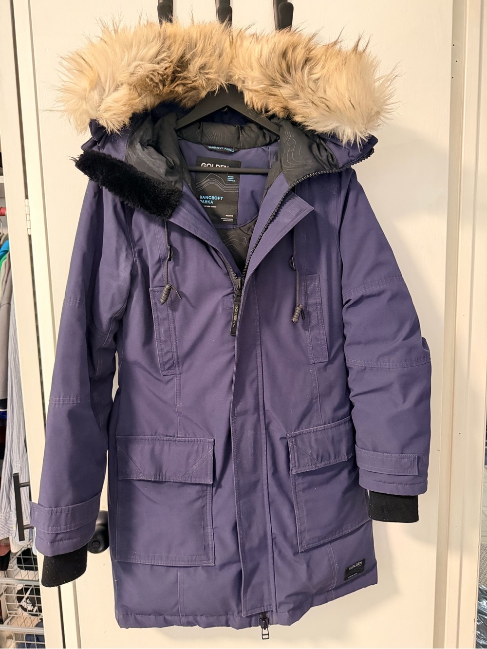 TNA Purple Ski Parka with Faux Fur Hood Trim
